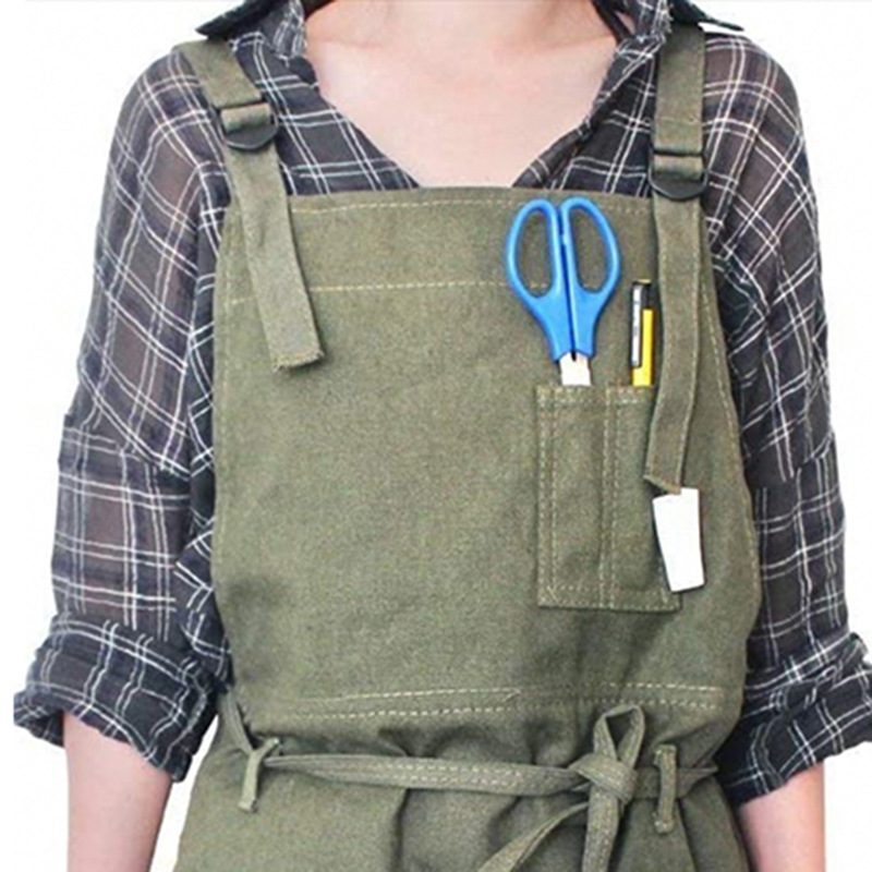 藝術(shù)家帆布圍裙帶口袋畫圍裙可調(diào)節(jié)頸帶/腰部系帶畫家圍裙