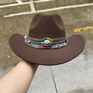 ��ɫѩ���赸�ׯ��ñ����������L����Ů����ë��ñ Cowboy Hat
