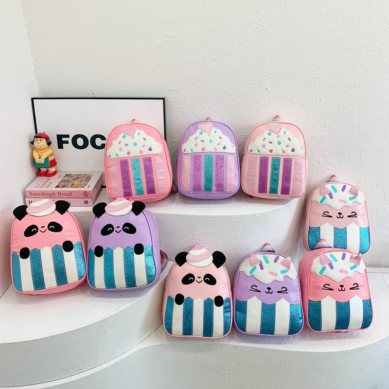 Caricatura lindo panda gigante mochila para niños y niñas, mochila para bebés de jardín de infantes, nueva mochila para niños de nubes de color