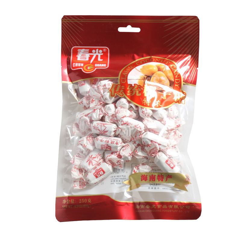 春光食品 海南三亚特产 糖果 椰味零食 传统特浓椰子糖250g 袋 椰