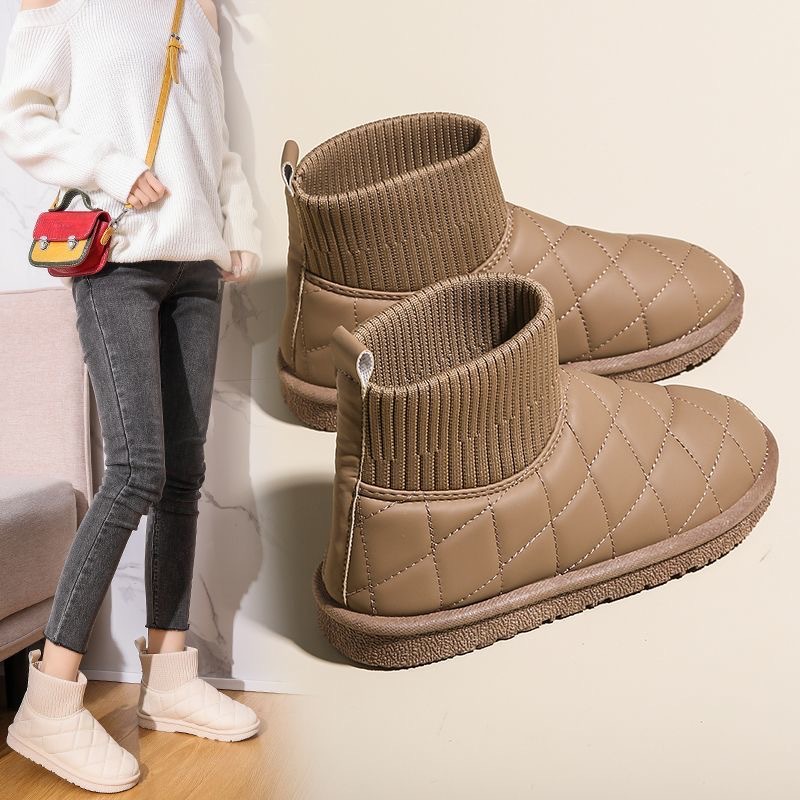 2025 nuevas botas de nieve de invierno modelo femenino más terciopelo engrosado pan cálido zapatos de algodón antideslizantes botas cortas del noreste Pu impermeable