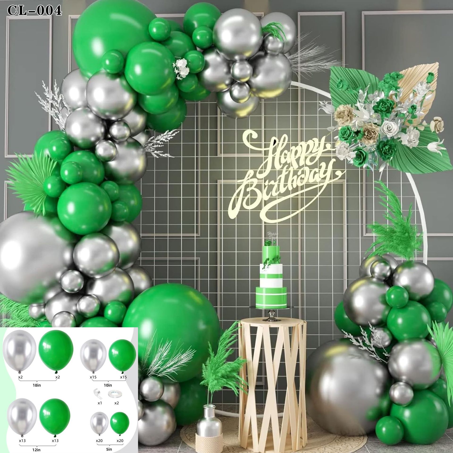 Cruz-frontera serie bosque bola verde cadena traje niños cumpleaños tema Fiesta decoración selva diseño globos