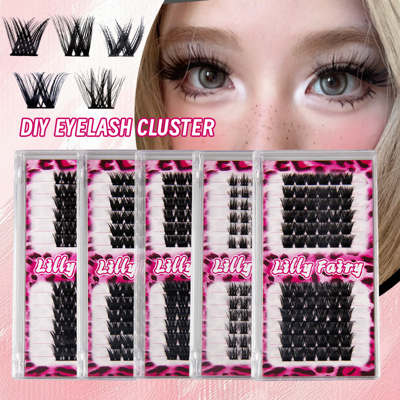 Textura de terciopelo de visón europeo y americano D rizado de un solo racimo pestañas postizas gruesas estilo asiático pestañas postizas esponjosas segmentadas estilo chica caliente