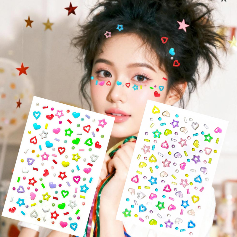 Little Red Book Recommends Colorfulful Five-Pointed Star Heart Face Stickers for Girls DIY Dopamine Cute Makeup Face Patches Little Red Book Recommends Colorfulful Five-Pointed Star Heart Face Stickers for Girls DIY Dopamine Cute Makeup Face Patches