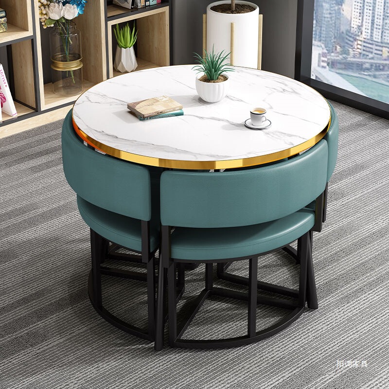 Internet Celebrity Simple Reception Negotiation Table and Chair Combination Shop Reception Table and Chair Office Leisure Small Round Table Dining Table Nordic