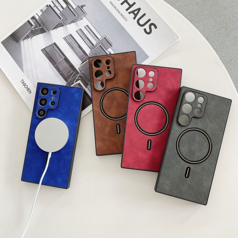 Yangba belt tail magnetic leather pattern retro applicable Samsung S23ULTRA phone case S22PLUS leather case S21