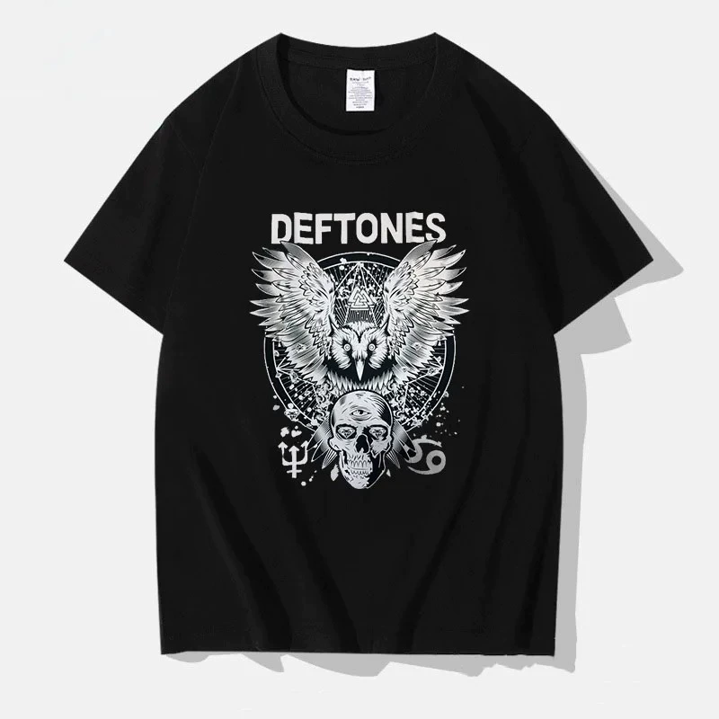 Мужская мерч Deftones Chino Moreno с ромбовой печатью, женская футболка базовая, овальный вырез, черная