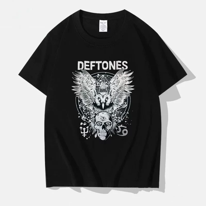 Мужская мерч Deftones Chino Moreno с ромбовой печатью, женская футболка базовая, овальный вырез, черная