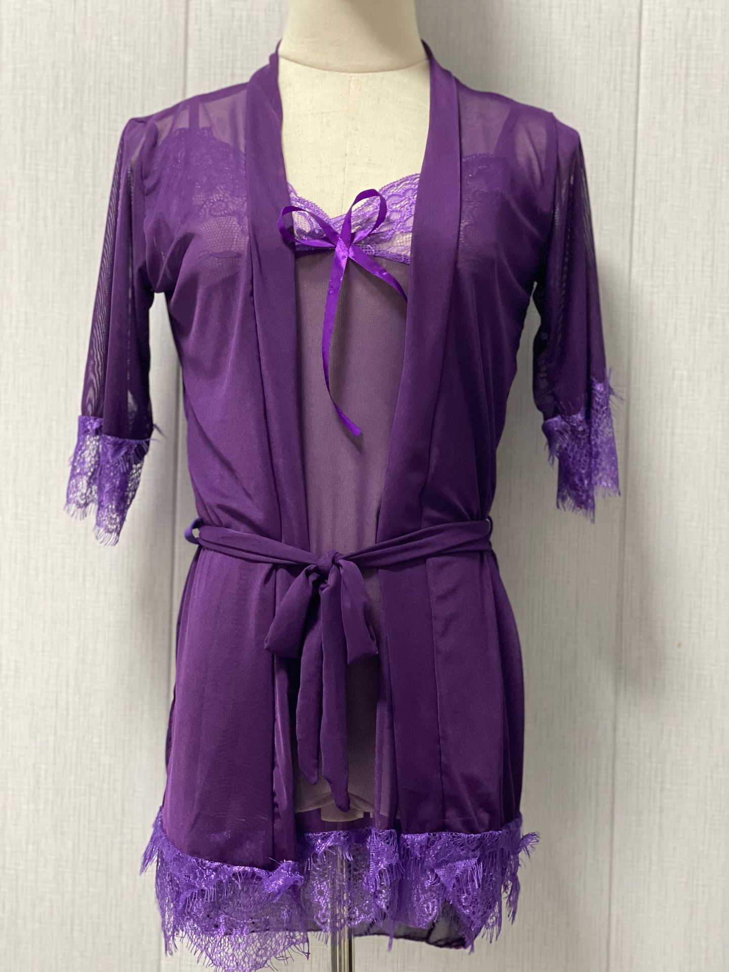 보라색 [파자마+잠옷+벨트+속옷]