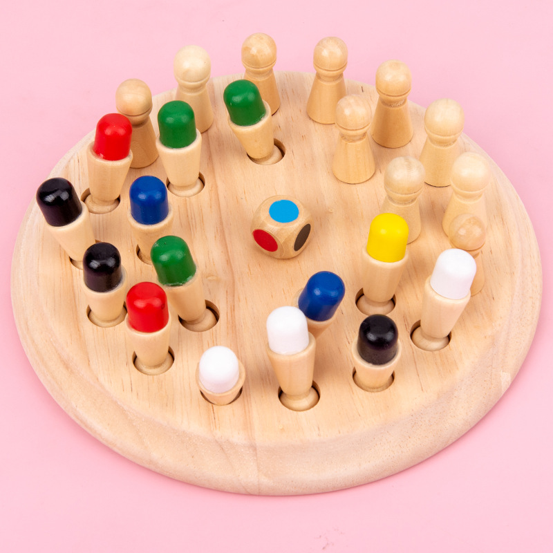 Memoria de color de madera ajedrez padre-hijo escritorio ejercicio bebé memoria rompecabezas juego niños juguete cognitivo ajedrez