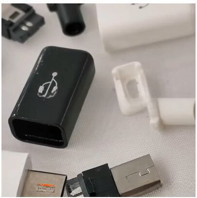 micro USB 焊线式公头 迈克5P配黑白壳5针 扁口插头4件套充电数据