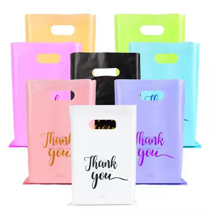 Плоская пластиковая сумка на четыре пальца, сумка для покупок в торговом центре, сумка для одежды в стиле ins, высококачественная подарочная сумка.