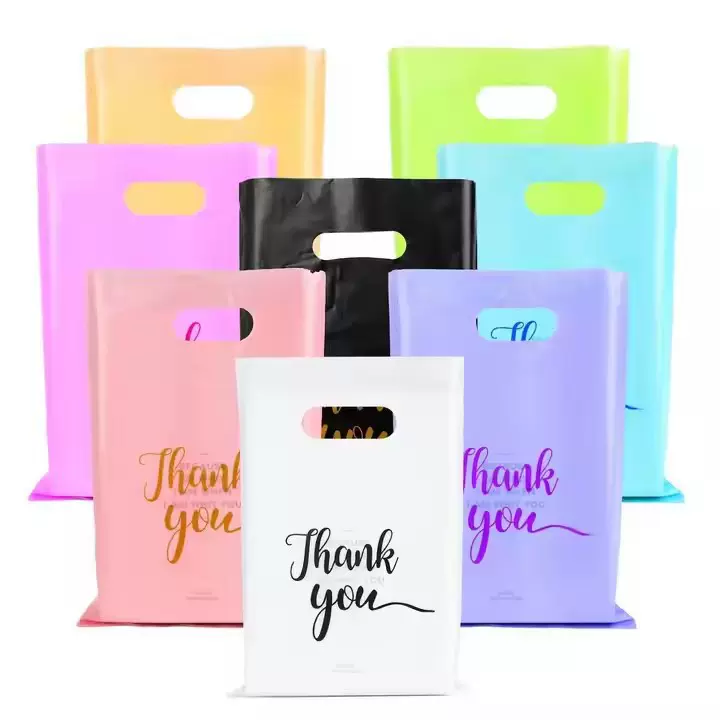 四指平口塑料手提袋商场购物袋ins风摆地摊装衣服袋子高档礼品袋