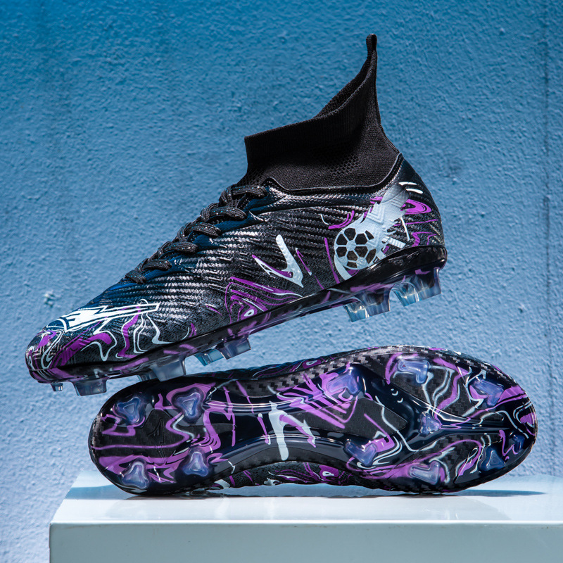 Zapatos de fútbol de clavos transfronterizos de alto impacto para niños y niñas, zapatos de entrenamiento antideslizantes transpirables para adultos, zapatos deportivos de competición de clavos largos
