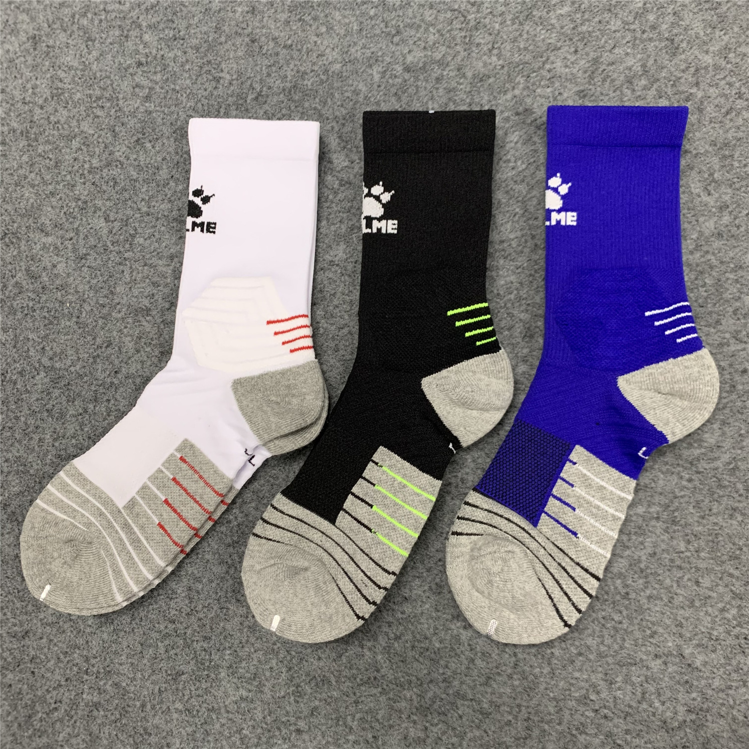 Keme Football Socks for Adults, Mid-Calf, Professional Competition Training, Sweat-Absorbent, Fashionable, Non-Slip Running Sports Socks, Cross-Border
