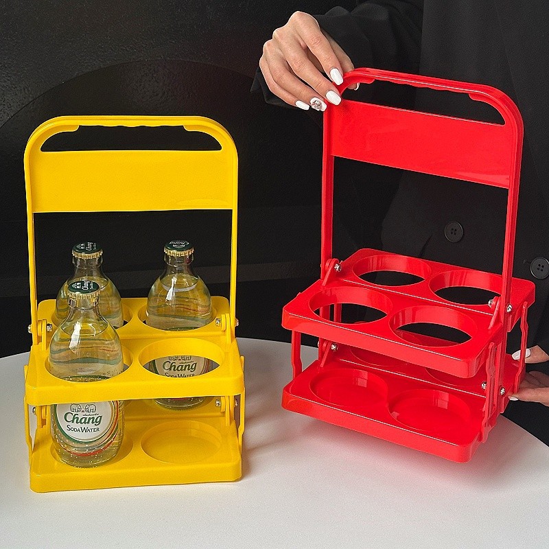 Camping picnic basket outdoor folding beverage beer comes with handle basket ins style coffee milk tea convenient storage basket