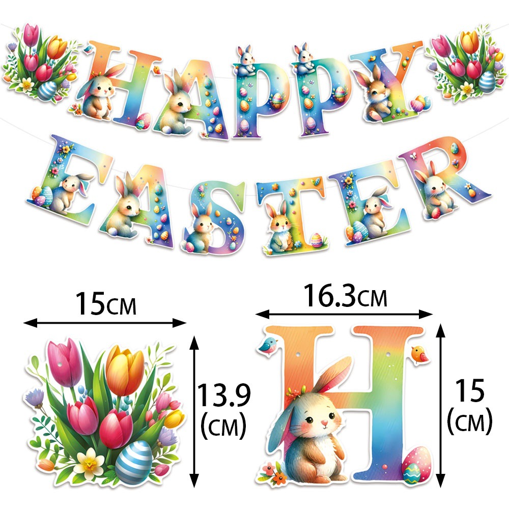 Nuevo banner de fiesta de Pascua espiral Happy Easter banner conejo espiral decoración de conejo de Pascua