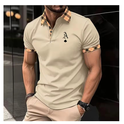 Men's Clothing Slim Fit Short Sleeve Shirt With Fashion Lapel - Breathable Cotton Blend Style T-Shirt_viptrois.com