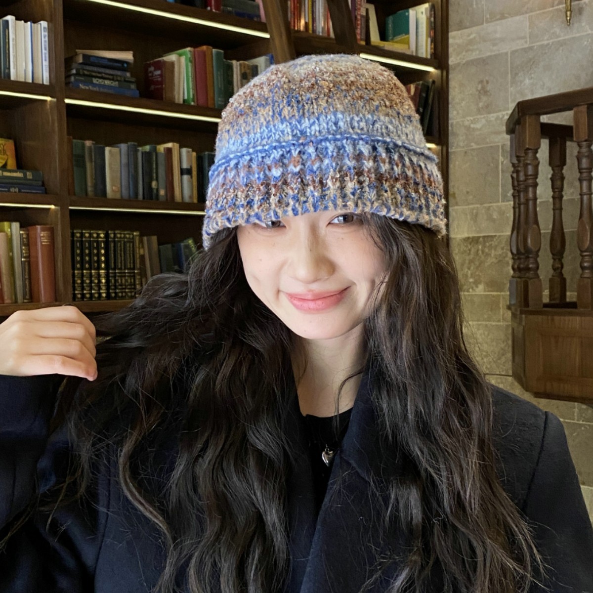 Einzigartiges Design: Retro-Fischermütze im Boho-Stil für Damen, warm und gesichtsschmeichelnd, gestrickt für Herbst und Winter, Wollmütze_voghion.com