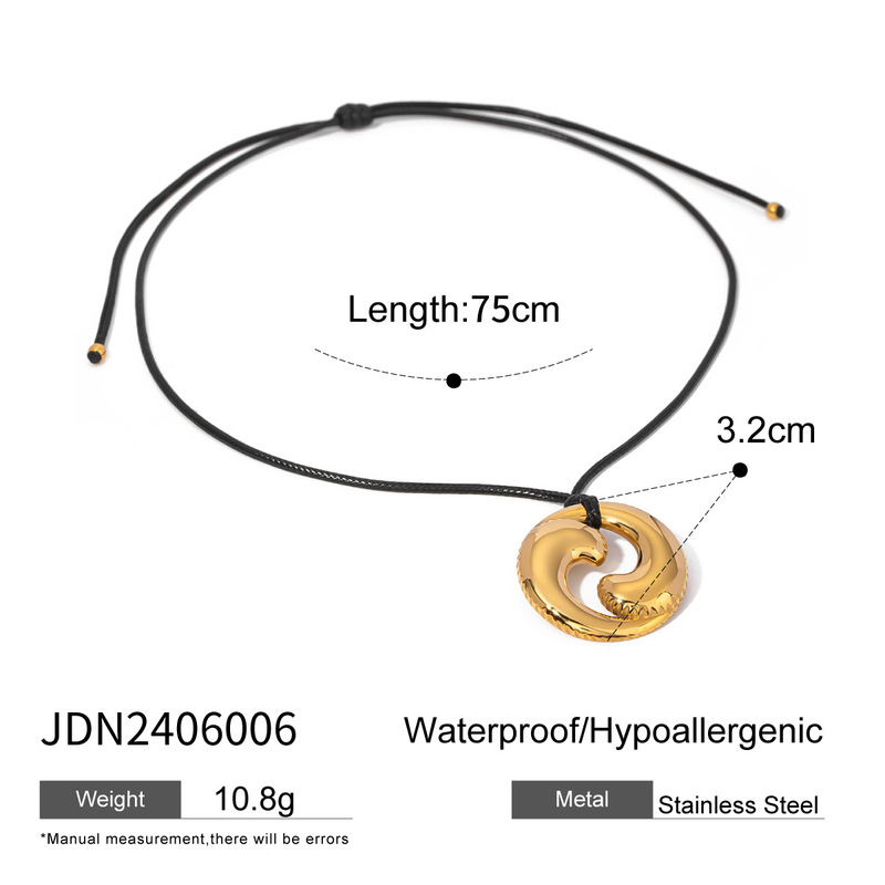 Jieding ヨーロッパとアメリカの黒ロープチタン鋼ネックレスニッチデザイン鎖骨チェーン非退色クロスボーダーホットスタイルステンレス鋼ジュエリー|undefined