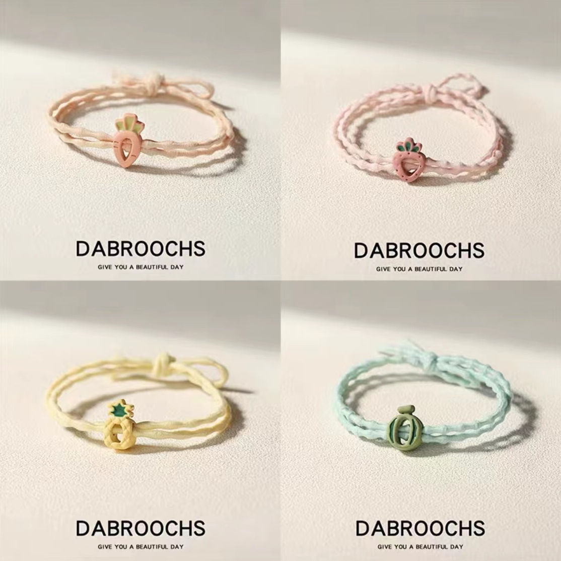 Rubber band exquisite fruit hair accessories Mori style women's hair Korean style jewelry head rope cute hair rope bracelet dual-use all-match