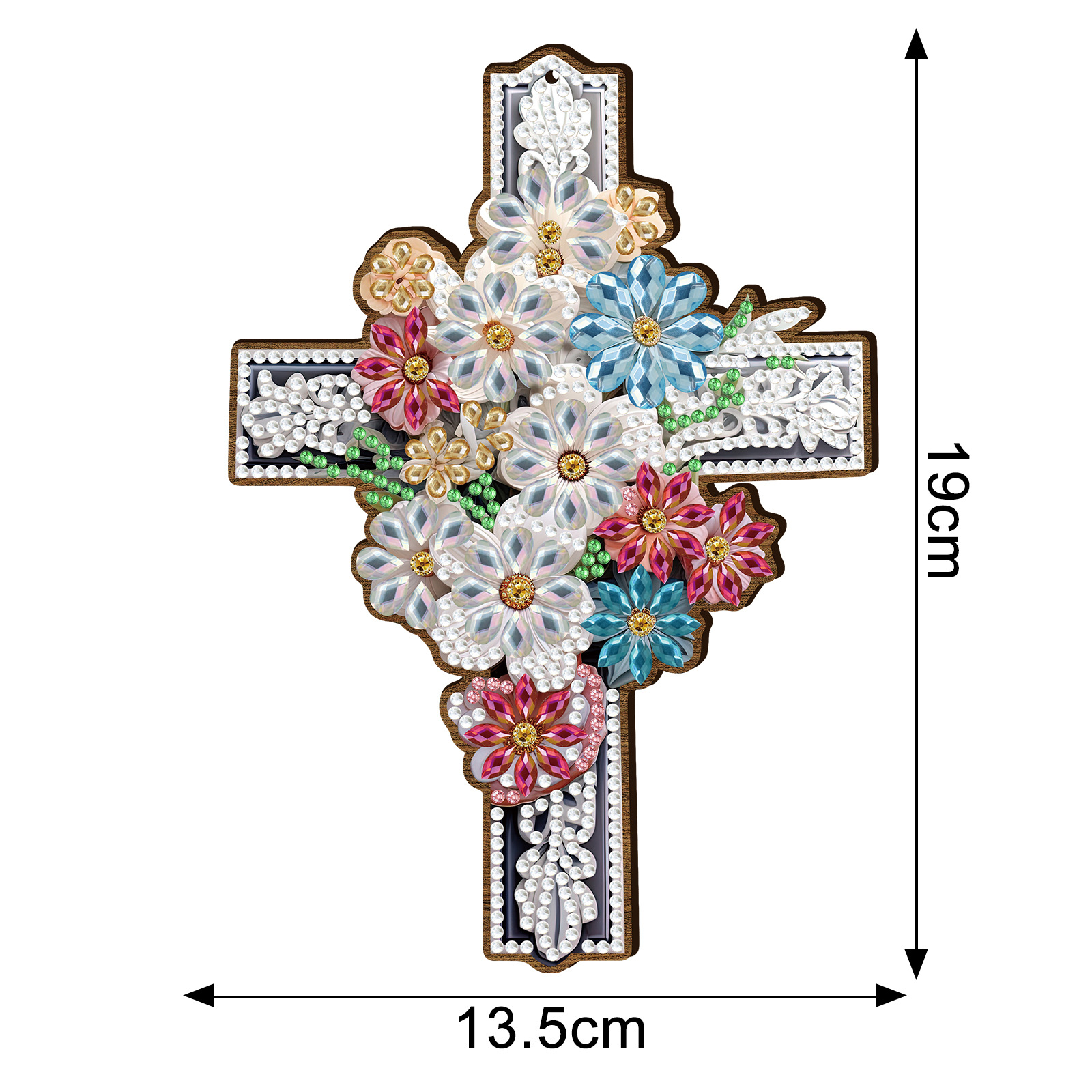 Pintura de diamante alrededor de la placa de madera DIY puntuación de perforación de madera crucifijo perforación decoración de pegatinas al por mayor