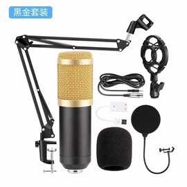 英文BM800电容麦克风+V8声卡跨境主播K歌电脑录音支架直播套装