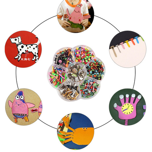 6-12mm mixed metal two-claw nails, colorful two-claw nails, horn mushroom nails, children's handmade DIY materials