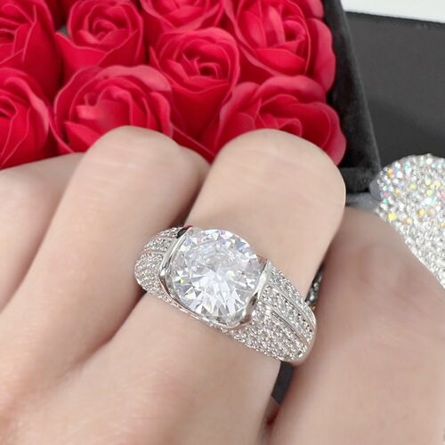 Luxurious high-end full diamond group set with 5 carat eight hearts and eight arrows zircon ring diamond ring platinum imitation moissanite wedding ring
