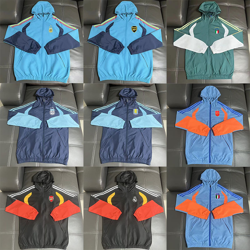 2627 New Football Jersey Windproof and Sunproof Hoodless Windbreaker Pre-Match Sports Jacket Top Group Purchase More Favorable