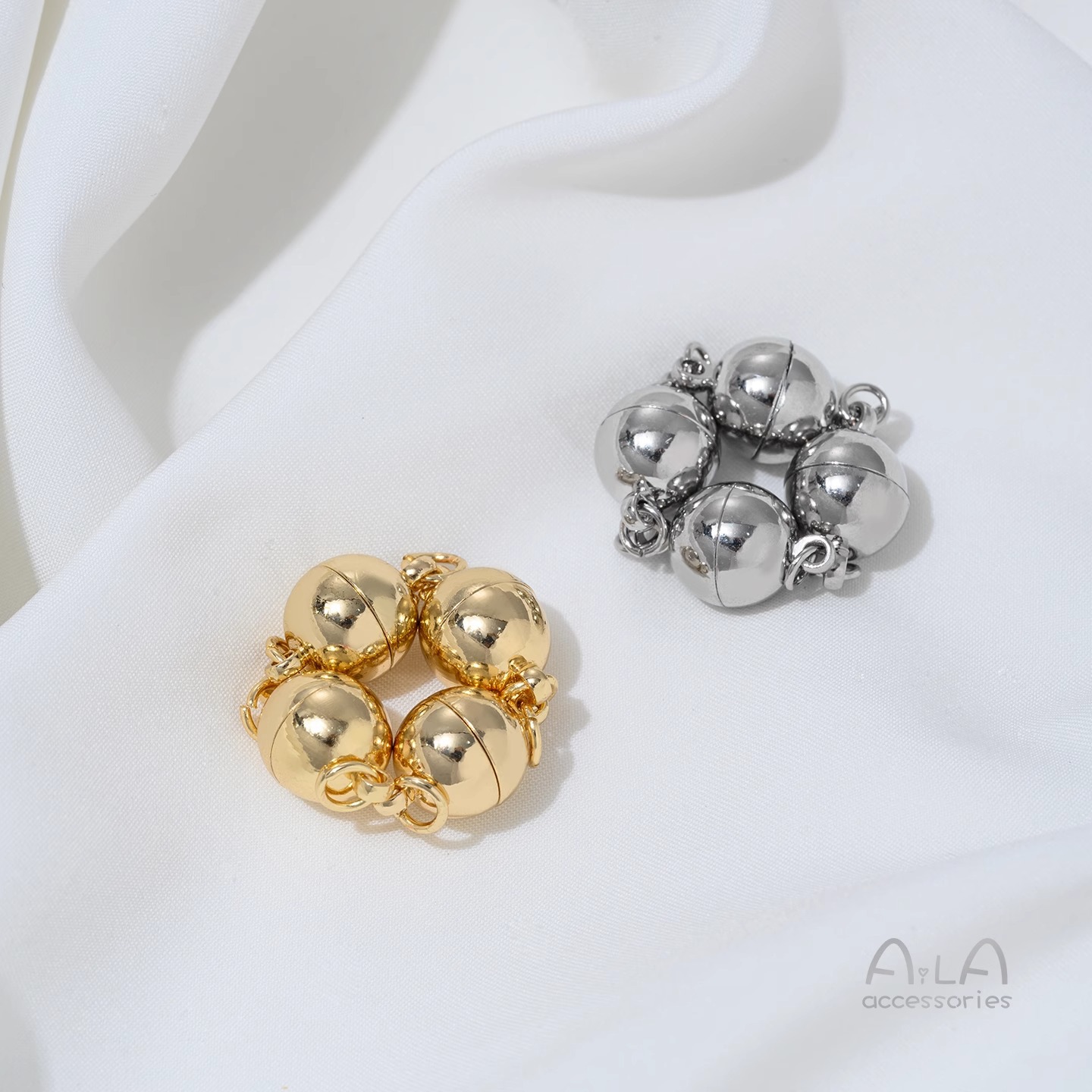 強力な色保持プラチナラウンドマグネットバックル 14 18K ボール磁気バックル diy ハンドネックレスジュエリー仕上げバックルアクセサリー