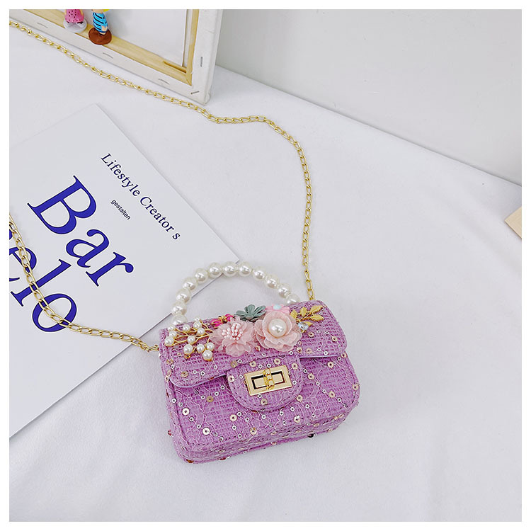 Girl'S Cloth Flower Bow Knot Cute Sequins Pearls Square Lock Clasp Crossbody Bag display picture 68