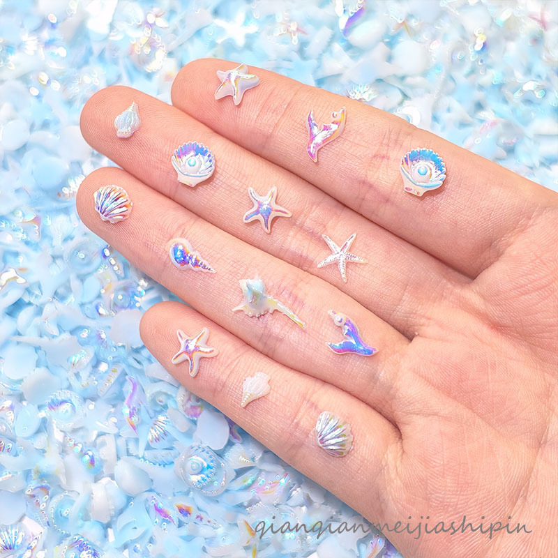 Ocean Series Aurora Starfish Shell Nail Art Accessories Resin Versatile DIY Nail Decorations Wearable Nail Decorations
