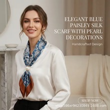 外贸欧美腰果花简约印花丝巾70cm缎面色丁小方巾休闲头巾出口迪拜