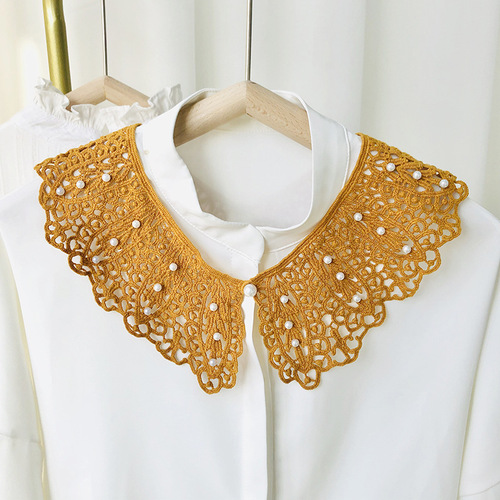 Beaded cotton lace outer shawl for women spring and summer matching shirt skirt decorative scarf fake collar waistcoat