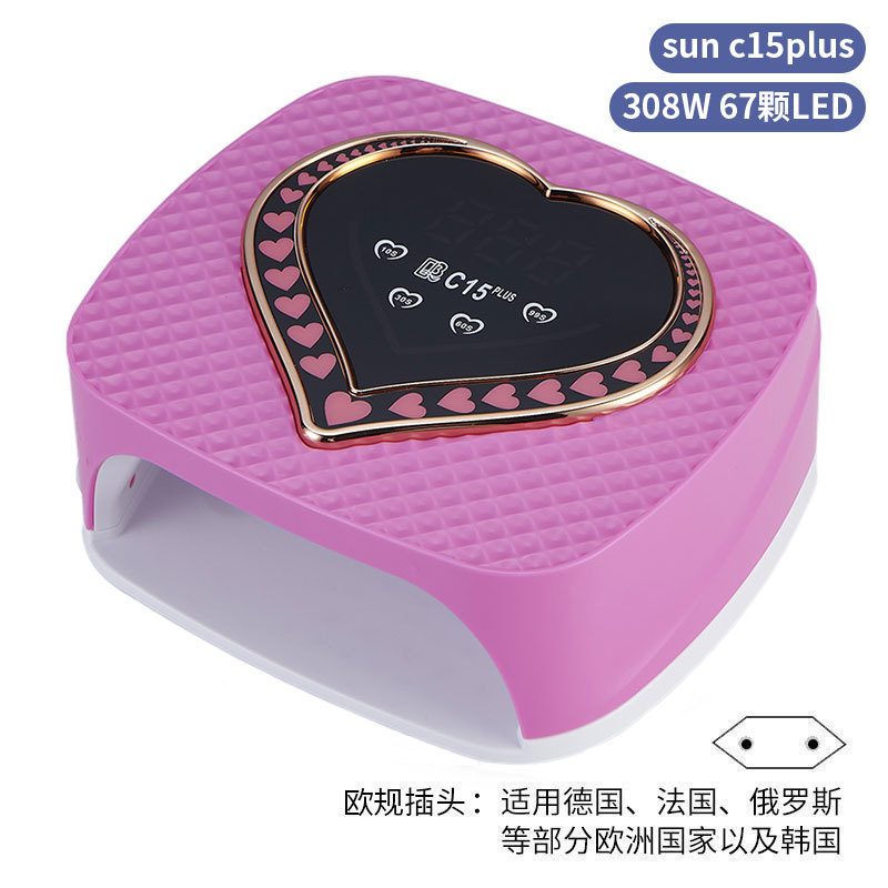 Lámpara de uñas de alta potencia de 256W con mango para principiantes, lámpara de curado de gel para esmalte de uñas, lámpara de fototerapia de secado rápido con colores deslumbrantes para uso transfronterizo.