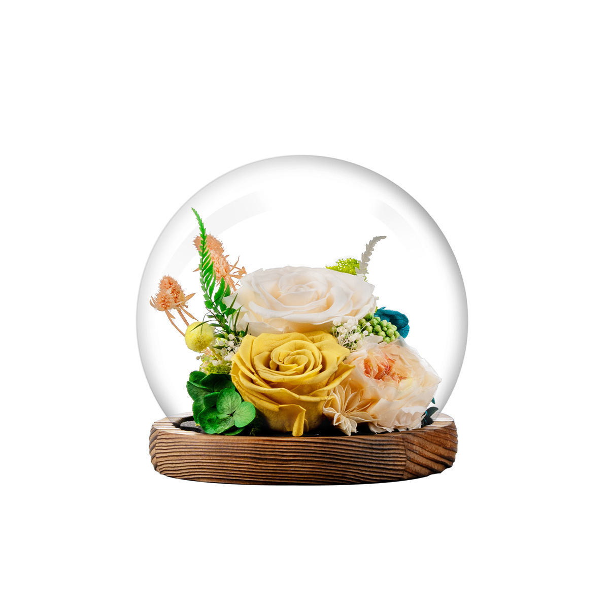 Flor inmortal cubierta de vidrio esférica rosa bola de cristal día del maestro regalo creativo personalizado adornos de flores inmortales