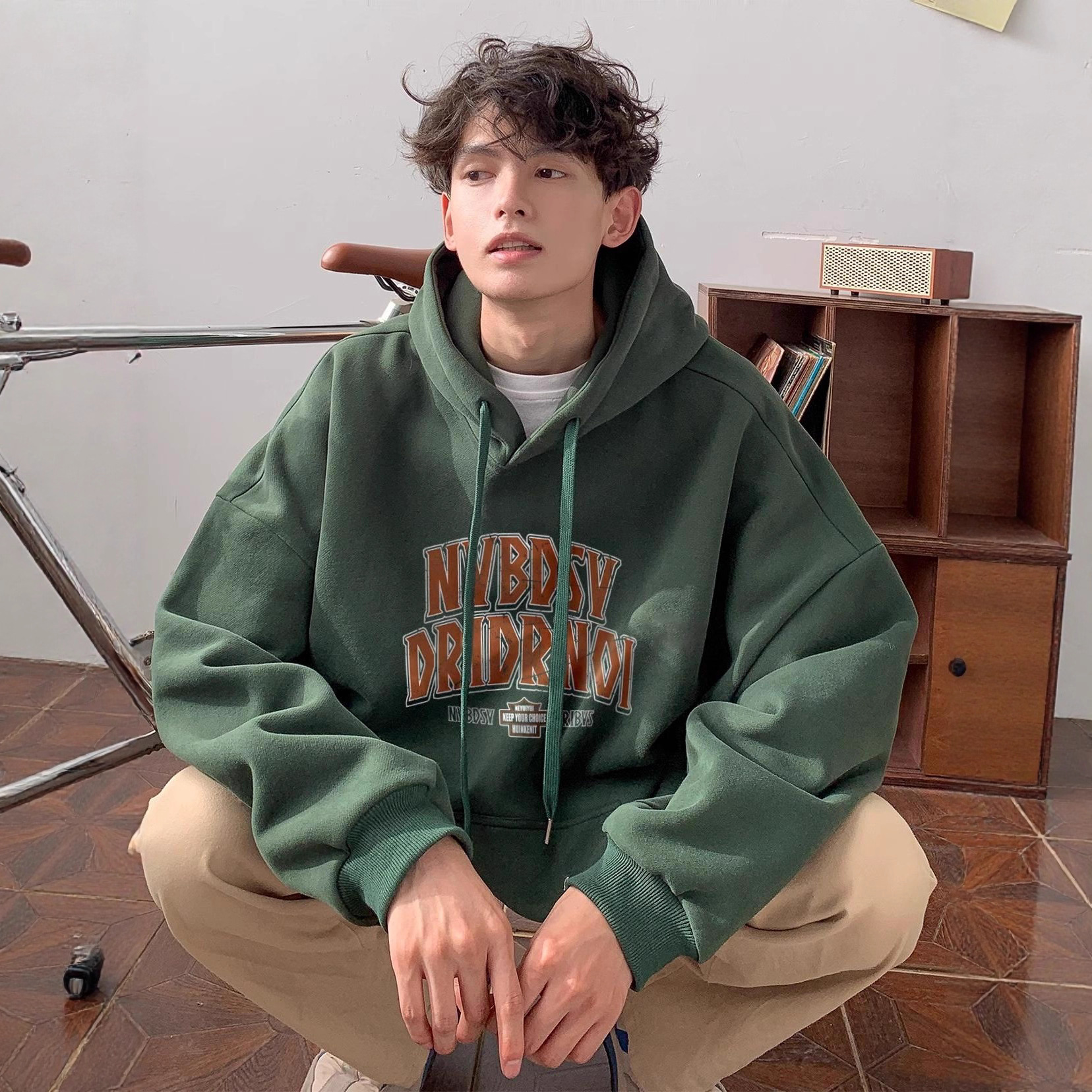 아메리칸 레트로 트렌디 브랜드 남성용 후드 티셔츠 가을 루즈 청소년 캐주얼 후드 재킷