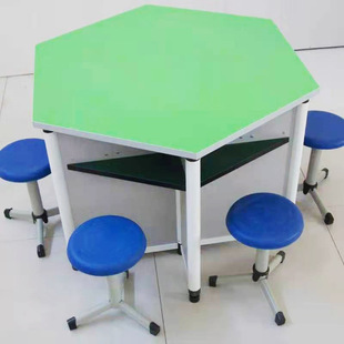 School Student Aluminum Frame Experimental Hexagonal Table Science Hexagonal Table Computer Table Functional Room Table Physical Chemistry Experiment