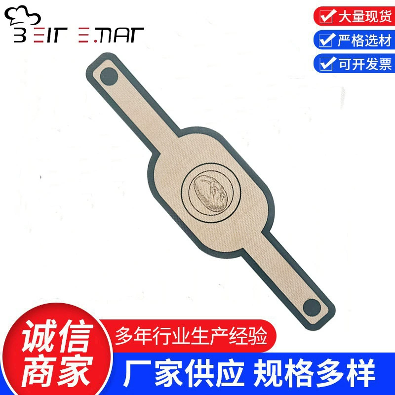 Силиконовый коврик для выпечки с длинной ручкой, 0,7 мм, серый, пищевой, с принтом, антипригарный, удобный в обращении, для переноски хлеба