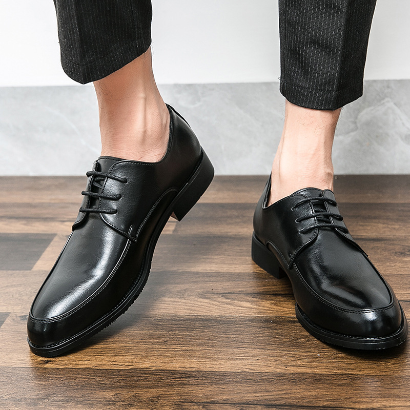 Zapatos de cuero de negocios para hombres primavera y otoño coreanos zapatos de moda de punta novio zapatos de derby image 4