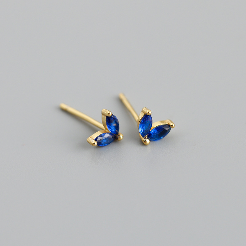 Simple Style Leaf Sterling Silver Inlay Zircon Ear Studs 1 Pair display picture 14