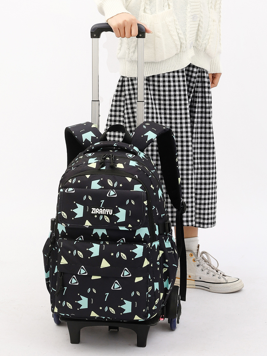 Mochila escolar con ruedas transfronterizas para niñas, estudiantes de primaria, estudiantes de secundaria de tercer, cuarto y sexta grado  
 Mochila escolar para niños de gran capacidad reductora de carga