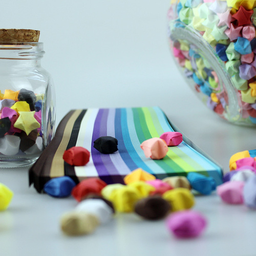 Folded finished small star colorful lucky star children's handmade origami folding wishing star birthday gift Christmas