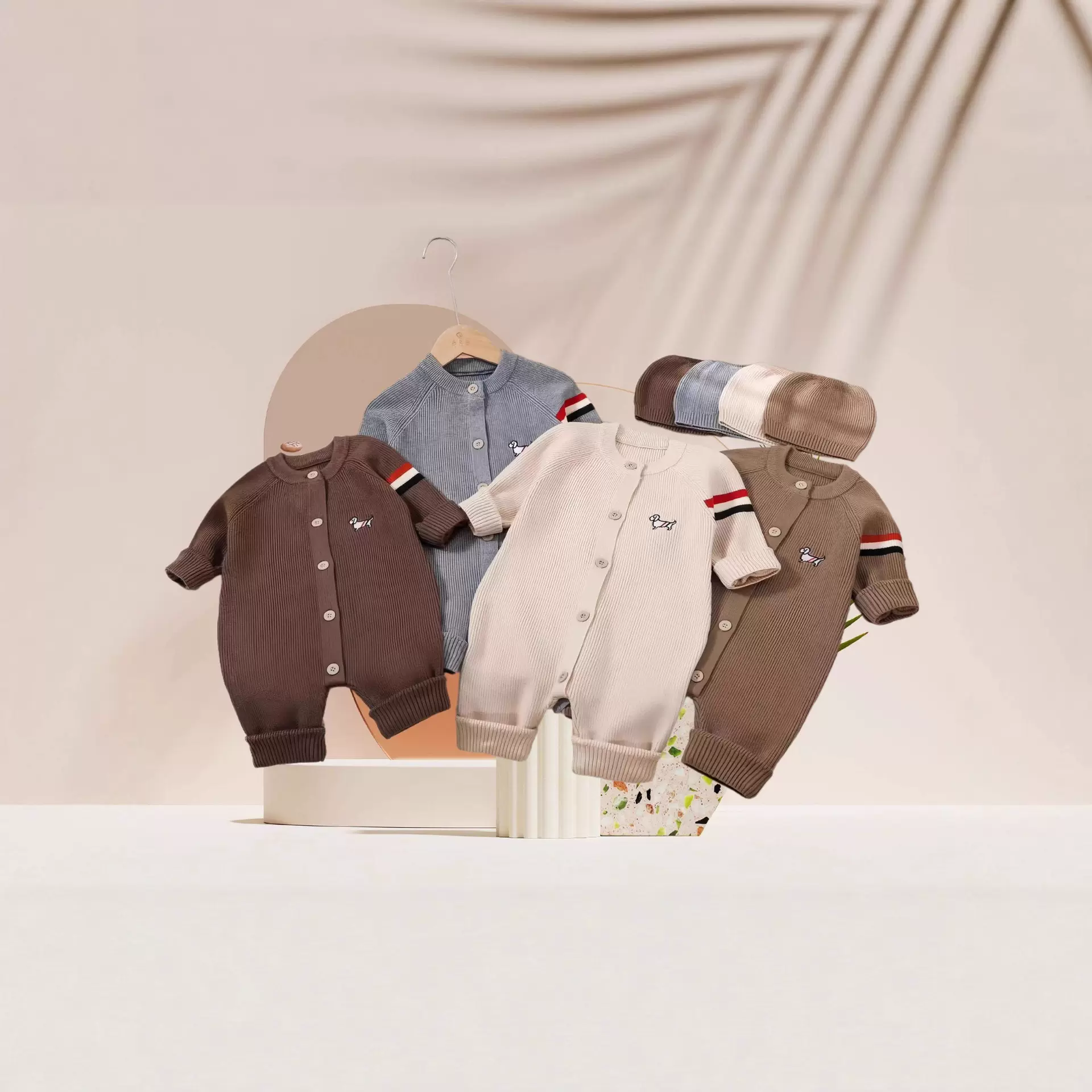 2025婴儿连体衣连帽子针织衫爬服哈衣男女童毛衣外出服针织衫毛衣