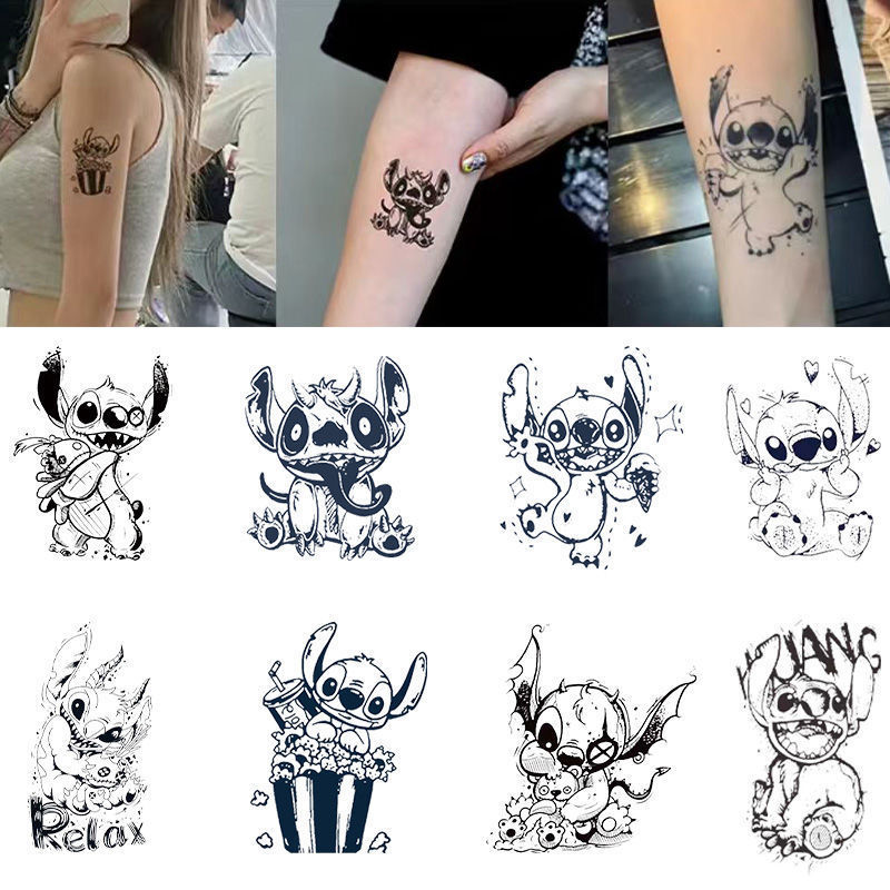 Stitch Cute Cartoon Tattoo Sticker Semi-Permanent Arm Sweet Cool Waterproof Long-Lasting High-Value Trendy Cool Realistic
