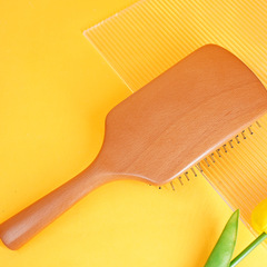 Wholesale beech wood gentle hair care styling air cushion comb rounded comb teeth massage air bag comb smoothing hair salon comb