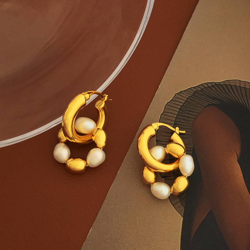 Retro Geometric Copper Earrings Plating Copper Earrings 1 Pair