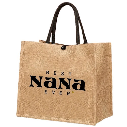 Nana printed letter linen tote bag, durable women's casual handbag, student office commuting linen bag, shopping bag