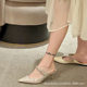 Flat slippers women's summer wear 2024 rhinestone Pearl ins All-match genuine leather closed toe half slippers sandals Muller shoes